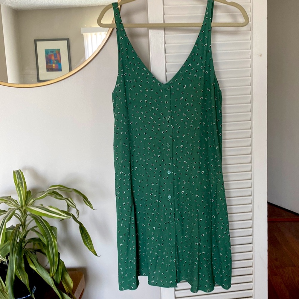 & Other Stories Green Floral Button Down Dress